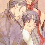  2boys axis_powers_hetalia black_hair blush bound bound_wrists china_(hetalia) hand_on_another&#039;s_face japan_(hetalia) long_hair multiple_boys ouri short_hair smirk 