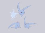  2022 ambiguous_gender blue_body blue_skin digital_media_(artwork) elemental_creature fakemon fan_character feral gem grey_background hi_res labbit1337 long_tail marine multiple_images orange_eyes simple_background solo tail vatkin vatkin_(species) water water_creature 