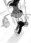  1boy 1girl ass backpack backpack_removed bag boku_no_kokoro_no_yabai_yatsu greyscale hijiri_tsukasa ichikawa_kyoutarou long_hair monochrome panties pleated_skirt sitting skirt swing swing_set underwear yamada_anna 