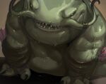  2023 anthro belly catfish claws colored demon elbow_fin fin fish green_body green_scales hi_res league_of_legends male marine moobs nude overweight overweight_anthro overweight_male raylor_7 ring riot_games scales solo tahm_kench_(lol) teeth wet whisker_ring whiskers yellow_eyes 
