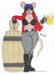  alcohol anthro ashley_(remaninglife) bandanna barrel beer beer_keg beer_mug beverage bra clothing demonia_boots female hi_res jacket kerchief mammal mouse murid murine piercing remaninglife rodent solo topwear traditional_media_(artwork) underwear 