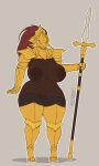  absurd_res anthro armor artist_name big_breasts breasts clothed clothing crossgender dark_souls digitigrade dragonslayer_ornstein female fromsoftware genitals headgear helmet hi_res humanoid melee_weapon mtf_crossgender navel nipples nude partially_clothed pussy simple_background solo thick_thighs weapon wolfarion 