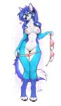  2023 absurd_res amber_eyes anthro areola aria_(blastdav) biped black_nose blue_body blue_fur blue_hair bra breasts canid canine canis clothed clothing digital_drawing_(artwork) digital_media_(artwork) eyebrows eyelashes f-r95 female fur genitals hair hi_res holding_bra holding_clothing holding_object holding_underwear inner_ear_fluff looking_at_viewer mammal medium_breasts mostly_nude navel nipples panties panties_down partially_clothed pink_areola pink_bra pink_clothing pink_nipples pink_panties pink_pussy pink_underwear presenting presenting_breasts presenting_pussy pussy seductive simple_background smile snaggle_tooth solo tuft underwear underwear_down white_body white_fur white_inner_ear white_inner_ear_fluff wolf 