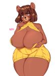  2021 5_fingers anthro artist_name bear big_breasts biotari bob_cut breasts brown_arms brown_bear brown_body brown_breasts brown_ears brown_face brown_fingers brown_fur brown_hair brown_hands brown_legs cleavage cleavage_cutout cleavage_overflow clothed clothed_anthro clothed_female clothing curvy_figure eyebrow_through_hair eyebrows eyelashes female female_anthro fingers fur glistening glistening_eyes glistening_nose hair hi_res huge_breasts humanoid_hands keyhole_turtleneck mammal open_mouth simple_background solo sweater thick_thighs topwear translucent translucent_hair ursine voluptuous white_background wide_hips winnie_(8un8un) yellow_clothing yellow_sweater yellow_topwear 