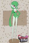  2:3 absurd_res anatomically_correct_legs breasts clothed clothing conmasitco female flat_colors freckles freckles_on_breasts freckles_on_face freckles_on_shoulders freckles_on_thighs gardevoir generation_3_pokemon genitals green_body green_nipples heart_print hi_res humanoid mammal nintendo nipples not_furry nude pokemon pokemon_(species) pussy red_eyes slim small_breasts solo solo_focus white_body 