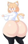  absurd_res animal_humanoid big_breasts big_butt blonde_hair bottomless breasts butt cat_humanoid clothed clothing cytrusawa felid felid_humanoid feline feline_humanoid female hair hi_res huge_butt huge_hips huge_thighs humanoid inner_ear_fluff legwear looking_at_viewer looking_back mammal mammal_humanoid neco-arc open_mouth red_eyes shirt solo thick_thighs thigh_highs topwear tsukihime tuft type-moon white_body white_skin wide_hips 