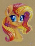  2023 3:4 blonde_hair bust_portrait colored_pencil_(artwork) equestria_girls equid equine eyelashes female feral fur hair hasbro hi_res horn looking_at_viewer mammal maytee multicolored_hair my_little_pony portrait red_hair signature simple_background solo sunset_shimmer_(eg) tan_background teal_eyes three-quarter_view traditional_media_(artwork) two_tone_hair unicorn yellow_body yellow_fur 