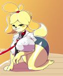  absurd_res animal_crossing anthro canid canine canis collar domestic_dog fattmana female hi_res isabelle_(animal_crossing) mammal nintendo solo 