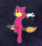  absurd_res anthro broom cleaning_tool clothing domestic_cat felid feline felis female flat_chested fur genitals gloves halloween handwear hi_res holidays magic_user mammal nude pussy red_body red_clothing red_fur red_shirt red_topwear seductive sherwind52 shirt slippers solo star toontown_japan_cat toontown_online toony topwear witch 