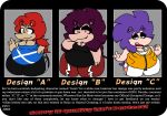 anthro belly breasts ear_piercing eulipotyphlan female flat_colors fur g863 group hair hedgehog hi_res long_snout mammal overweight overweight_female piercing purple_hair red_body red_fur scottish sharp_tooth snout thick_thighs trio vote 