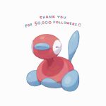  ^_^ closed_eyes commentary_request full_body happy highres milestone_celebration mokuzou_(moku_ssbu) no_humans pokemon pokemon_(creature) porygon2 simple_background solo thank_you white_background 