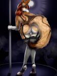  absurd_res anthro auburn_hair audience brandy_cass_(vixym) butt canid canine clothing crossed_legs dancing female fennec fluffy fox garter_belt garter_straps genitals group hair hi_res legwear long_hair looking_at_viewer looking_back looking_back_at_viewer mammal markings oldoldman pink_pussy pole pole_dancing pussy red_hair smoke solo spotlight stockings tail tail_markings ych_result 