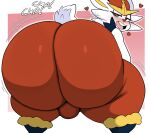  &lt;3 anthro ass_clapping backsack balls bedroom_eyes bent_over big_butt blush butt cinderace english_text exclamation_point generation_8_pokemon genitals hi_res huge_butt huge_hips huge_thighs hyper hyper_butt inuzu looking_at_viewer looking_back male multicolored_body narrowed_eyes nintendo nude onomatopoeia open_mouth pokemon pokemon_(species) red_eyes seductive solo sound_effects text thick_thighs two_tone_body wide_hips 