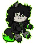  anthro black_body black_fur black_hair bone bottomless canid canine canis claws clothed clothing doll duo feral fur fuzzy glowing glowing_eyes green_claws green_eyes hair low_res mal male malo malo_2.0 malo_v2.0 mammal paws plushie scp-1471 scp-1471-a scp_foundation skeweredmaggot skull skull_head solo teeth topless toy virtual_youtuber vtuber wolf youtuber 