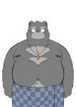  2023 anthro archery045 bear belly big_belly black_nose eyewear glasses hi_res kemono male mammal mature_male moobs navel nipples overweight overweight_male simple_background solo towel white_background 