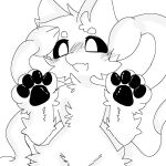  12_iona 1:1 ambiguous_gender black_and_white blush blush_lines changed_(video_game) eyebrows fur hi_res inner_ear_fluff monochrome pawpads paws solo squid_dog_(changed) tuft 