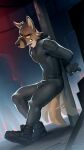  9:16 anthro biped bound bulge canid canine canis canyne_khai clothed clothing dreamworks footwear fur fur_tuft head_tuft hi_res male mammal mr._wolf_(the_bad_guys) shoes solo tail tail_motion tailwag the_bad_guys tight_clothing tuft wolf 