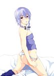  ass bad_id bad_pixiv_id braid breasts highres izayoi_sakuya kirieppa panties red_eyes short_hair silver_hair small_breasts solo touhou twin_braids underwear undressing 