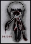  blood chibi face_mask guro highres knife labcoat mask solo 