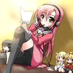  ashikaga_tamane bad_id bad_pixiv_id bike_shorts cameltoe character_doll digital_media_player doll food green_eyes hayate_no_gotoku! headphones hoshiuta houjou_arisa ipod itou_shizuka kagura_nayuta katsura_hinagiku kimi_ga_aruji_de_shitsuji_ga_ore_de kuonji_shinra long_hair paper pink_hair pocky school_uniform seiyuu_connection serafuku solo tenkuu_no_yumina thighhighs 