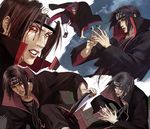  clenched_teeth cloak headband lily_(artist) long_sleeves looking_at_viewer male_focus naruto naruto_(series) open_mouth own_hands_together teeth uchiha_itachi 