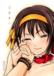  absurdres blush brown_hair collar hairband hands highres leash osuzu_akiomi rope slave smile suzumiya_haruhi suzumiya_haruhi_no_yuuutsu wink 