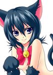  absurdres animal_ears bell black_hair bleach blue_eyes bow cat_ears cat_paws cat_tail highres jingle_bell kuchiki_rukia nude paw_pose paws shoko-tan short_hair smile solo tail 