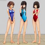  3girls anime barefoot black_eyes black_hair brown_eyes brown_hair competition_swimsuit dubiouscharms feet futami_eriko girl kimi_kiss kimikiss long_hair multiple_girls omorashi one-piece_swimsuit peeing red_school_swimsuit sakino_asuka shijyo_mitsuki swimsuit toes wetting 