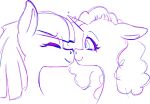  duo equid equine eyelashes eyes_closed feral hair horn horse looking_at_another mammal monochrome pony raljoy sketch smile unicorn 