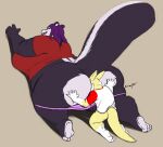  ambiguous_gender anthro aroma_(kazecat) big_breasts big_butt breasts butt butt_grab butt_sniffing clothing duo female hair hand_on_butt head_in_ass huge_butt kazecat looking_pleasured mammal mephitid overweight overweight_female purple_hair raised_tail signature skunk sniffing tail topwear underwear 