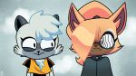  2023 angry angry_eyes anthro canid canine canis cartoon_hangover clothed clothing duo fangs female fur grey_body grey_fur hair hair_over_eye hi_res idw_publishing lemur mammal one_eye_obstructed orange_body orange_fur parody ponytail primate sega shirt sonic_the_hedgehog_(comics) sonic_the_hedgehog_(idw) sonic_the_hedgehog_(series) spiral_eyes strepsirrhine tangle_the_lemur teeth the_summoning topwear wazzaldorp whisper_the_wolf windbreaker wolf 