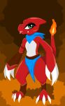  3_toes absurd_res anthro armor blep bottomwear charmeleon claws clothing feet fire gauntlets generation_1_pokemon gloves green_eyes handwear hi_res loincloth male nintendo pokemon pokemon_(species) red_body reptile scalie scarf shadowsoulful solo toe_claws toes tongue tongue_out zethe_(shadowsoulful) 