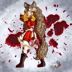  absurd_res animal_skin blood bodily_fluids canid canine canis childhood creepy death fairy_tales female gore hi_res human little_red_riding_hood little_red_riding_hood_(copyright) mammal solo wolf 