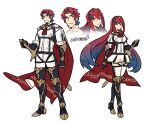  1boy 1girl alear_(female)_(fire_emblem) alear_(fire_emblem) alear_(male)_(fire_emblem) alternate_costume armor blue_eyes blue_hair blush braid breasts crown_braid dual_persona fire_emblem fire_emblem_engage gloves heterochromia highres long_hair looking_at_viewer medium_breasts multicolored_hair oneirio red_eyes red_hair redesign smile tiara two-tone_hair very_long_hair 