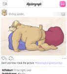  alvis_(buffalonickels) anthro bear buffalonickels butt cigarette eyewear glasses hi_res hipster lying male mammal nude on_front overweight overweight_male solo user_interface 
