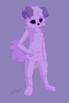  absurd_res anthro blush bodily_fluids canid canine canis cel_shading cerealbowlsystem cum domestic_dog empty_eyes floppy_ears fluffy genital_fluids genitals hi_res jaffa_cake_(cerealbowlsystem) male mammal plushie pussy shaded solo standing stitch_(sewing) 