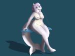  anthro big_breasts blue_eyes breasts chubby_female eriklechugaa female fish hair hi_res marine nira_(eriklechugaa) purple_body purple_hair shark sitting smile solo thick_thighs 
