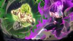  2boys angry artist_name aura battle biceps black_bodysuit blank_eyes bodysuit boots bracer broly_(dragon_ball_super) cape charging_forward clenched_hands collarbone commentary_request commission debris dragon_ball dragon_ball_super dragon_ball_super_broly earrings energy english_commentary fur_cape gloves green_cape green_hair hands_up highres horang4628 jewelry korean_commentary legendary_super_saiyan looking_at_another male_focus mixed-language_commentary multiple_boys muscular muscular_male open_mouth pants pectorals purple_hair scar scar_on_cheek scar_on_chest scar_on_face scratches sleeveless sleeveless_bodysuit spiked_hair super_saiyan teeth topless_male torn_bodysuit torn_clothes twitter_username ultra_ego_(dragon_ball) v-shaped_eyebrows vegeta waist_cape white_footwear white_gloves 