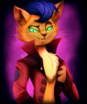 2017 5:6 abyssinian_cat anthro blue_hair brown_body brown_fur brown_nose capper_dapperpaws chest_tuft clothed clothing coat digital_media_(artwork) digital_painting_(artwork) domestic_cat facial_tuft fangs felid feline felis fj-c friendship_is_magic fur green_sclera hair half-length_portrait hasbro inner_ear_fluff looking_at_viewer male mammal multicolored_body multicolored_fur my_little_pony my_little_pony:_the_movie_(2017) notched_ear open_clothing open_coat open_topwear patch_(fabric) portrait pupils red_clothing red_coat red_topwear signature slit_pupils solo tan_body tan_fur teeth topwear tuft two_tone_body two_tone_fur whiskers 