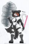  anthro armwear bottomwear boulder brown_hair cape chain clothing collar demonia_boots domestic_cat elbow_gloves felid feline felis female fingerless_gloves fur gloves hair handwear hi_res hooded_cape lightsaber loincloth mammal may_the_4th melee_weapon red_eyes remaninglife rock sally_(remaninglife) sith solo star_wars weapon white_body white_fur 