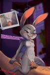  anthro anthro_penetrated bedroom_eyes bodily_fluids breasts buckteeth cowgirl_position disney dominant dominant_female duo ears_up eri female feral_frenzy from_front_position front_view genital_fluids hi_res human human_on_anthro human_penetrating human_penetrating_anthro interspecies judy_hopps lagomorph leporid looking_at_another looking_pleasured male male/female mammal narrowed_eyes on_bottom on_top open_mouth penetration polaroid_photo purple_eyes pussy_juice rabbit riding seductive sex size_difference sweat sweatdrop tail tape teeth tight_fit zootopia 