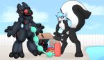  absurd_res anthro box container duo hi_res inflatable knightrider machine male male/male mammal mephitid picket_fence pool_toy protogen pump pumps skunk unboxing unknown_artist 
