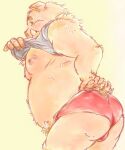  2023 anthro belly blush bulge butt clothed clothing clothing_lift fururin555 kemono male mammal moobs nipples overweight overweight_male shirt shirt_lift solo suid suina sus_(pig) topwear underwear wild_boar 