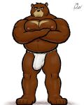  alanottaviano anthro barazoku bear belly brown_bear brown_body brown_fur bulge clothing detailed_bulge fur grizzly_bear hi_res juuichi_mikazuki male mammal morenatsu musclegut muscular muscular_male overweight overweight_male solo ursine 