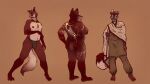  anthro beard canid canine canis clothing demon electricity facial_hair folklore fur greying_hair group halmasti hi_res lightning male mammal mythology olivepup_00 pakol_cap red_body red_fur scar shawl south_asian trio wolf 
