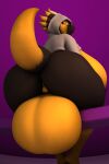  absurd_res anthro anthroanim balls big_balls big_breasts big_butt breasts butt clothing dragon genitals hi_res hoodie intersex looking_back low-angle_view male maleherm milenth_drake topwear 
