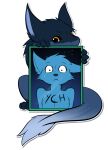  ambiguous_gender anthro blue_body blue_fur bodily_fluids dragon duo feral fur furred_dragon giru giru_(artist) grey_body grey_fur hi_res hiding_behind_object holding_mirror holding_object male mirror orange_eyes reflection shocked shocked_expression sitting sweat sweatdrop ych_(character) 