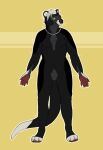  anthro black_body closed_smile featureless_crotch front_view full-length_portrait green_eyes grey_body hair hi_res male mouth_closed nipples nude portrait roobin short_hair simple_background solo species_request standing white_hair 