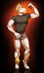  absurd_res anthro blonde_hair bottomwear clothed clothing dawnheart equid equine fur hair hi_res holding_object holding_statue hooves horse justmegabenewell male mammal shorts solo white_body white_fur 