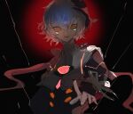  1girl black_background black_dress capelet code:_failess_(elsword) dress elsword eve_(elsword) gloves kurayuki0404 looking_at_viewer orange_eyes reaching_towards_viewer short_hair sketch solo white_capelet white_gloves white_hair 